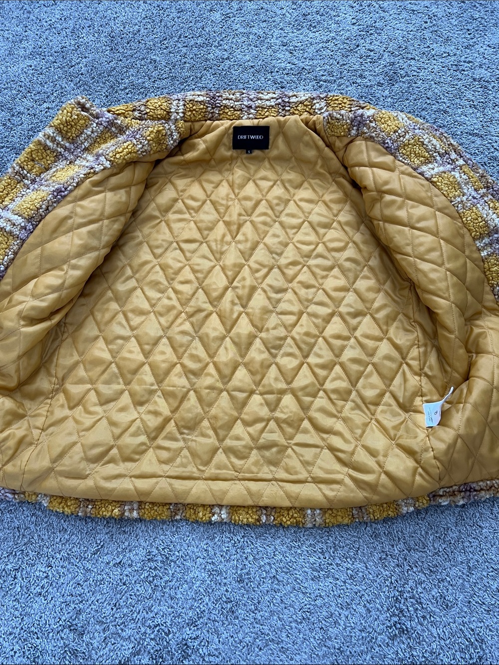Anthropologie Driftwood Ryan Mustard Plaid Sherpa Shirt Jacket - Size S - Picture 5 of 13